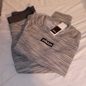 Adidas Small Gray/White Jogger Suit.